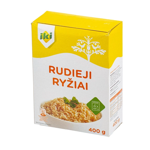 Ilgagrūdžiai rudieji ryžiai IKI, 4 x 100 g
