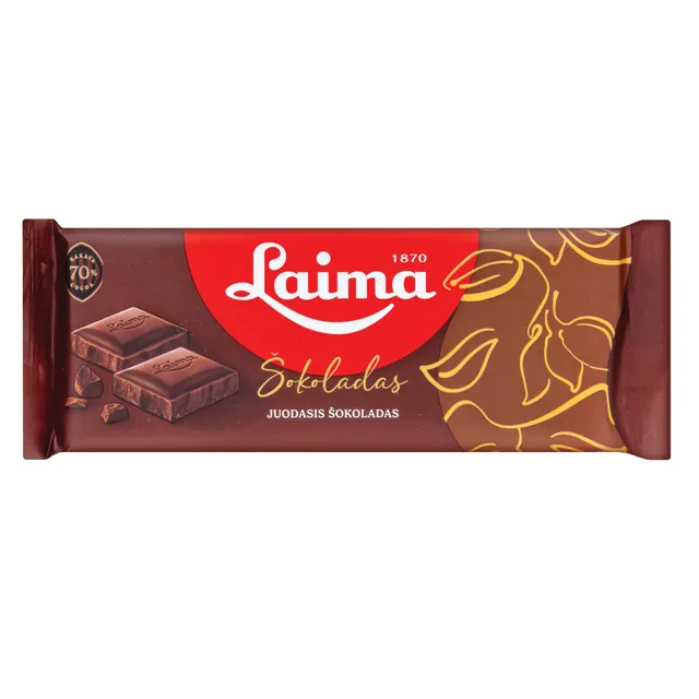 Juodasis šokoladas LAIMA 70%, 90 g