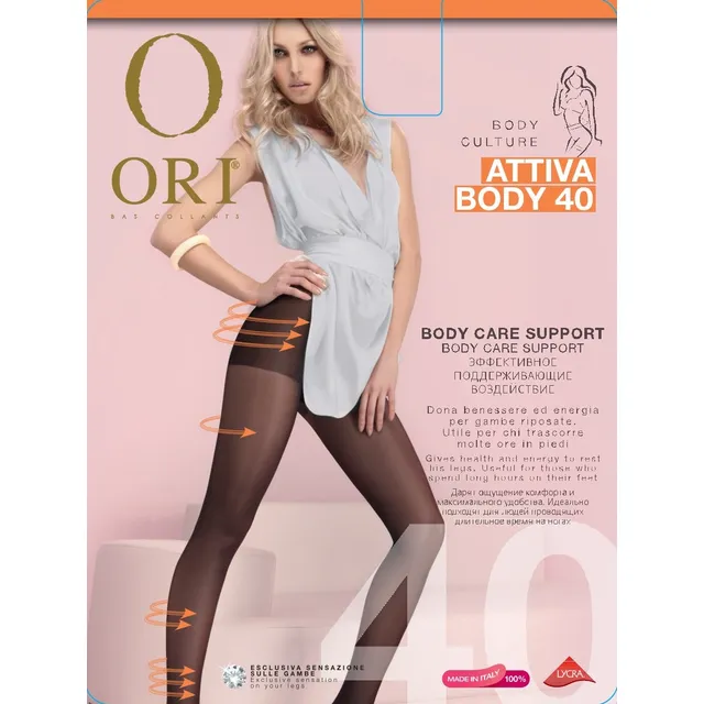 Moteriškos pėdkelnės ORI ATTIVA BODY 40 DEN, 3 dydis, spalva NERO