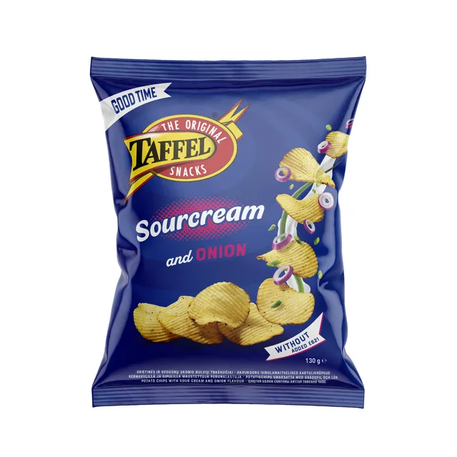 Traškučiai TAFFEL SOUR CREAM & ONION CHIPS, 130 g