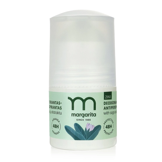 Dezodorantas-antiperspirantas su šalavijų ekstraktu MARGARITA 2IN1, 50 ml