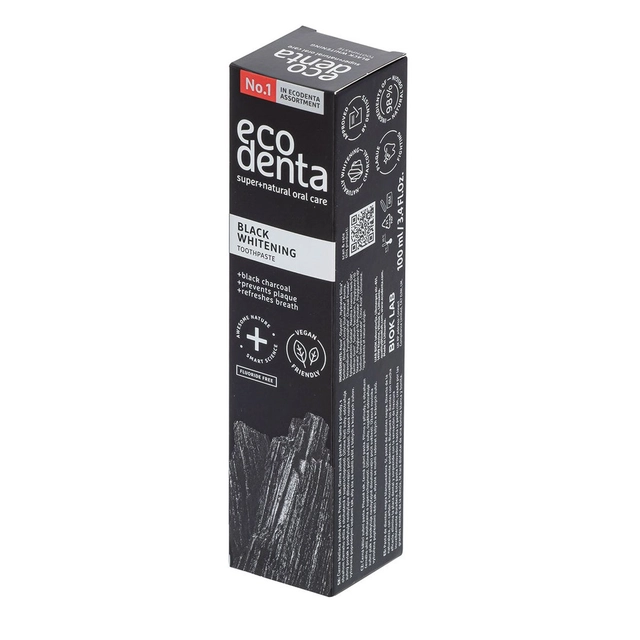 Juoda balinamoji dantų pasta ECODENTA EKSTRA, 100 ml