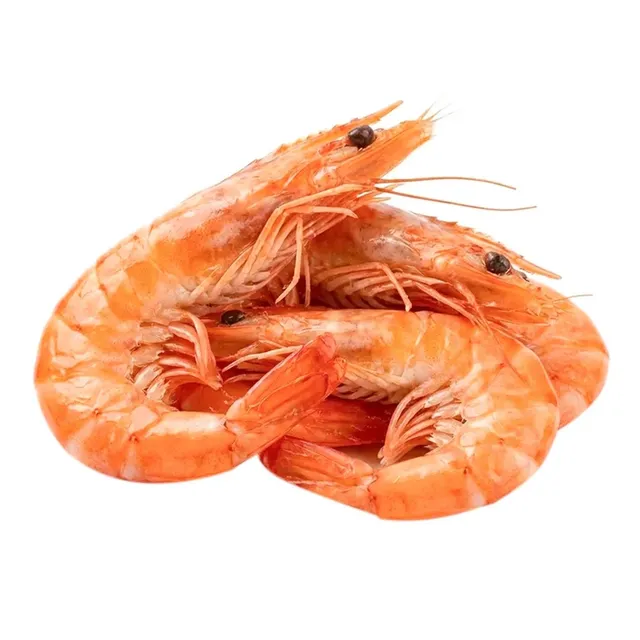Atitirpintos Baltakojės blyškiosios krevetės, 30/40 su galva, su kiautu, virtos, 1kg