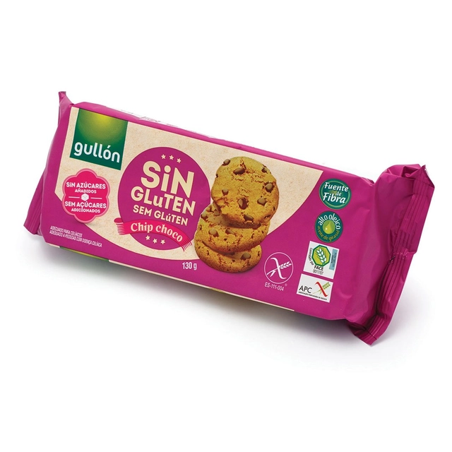 Sausainiai be gliuteno ir cukraus su šokolado gabaliukais GULLON, 125 g