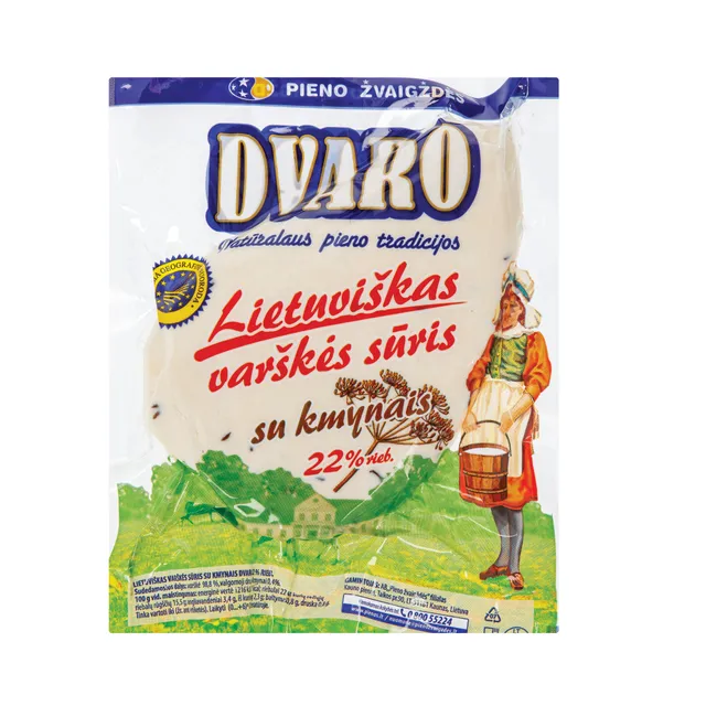 Lietuviškas varškės sūris su kmynais DVARO, 22% rieb.
