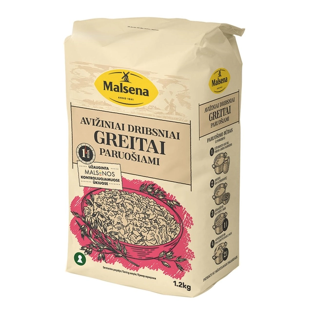 Greitai paruošiami avižiniai dribsniai MALSENA, 1,2 kg