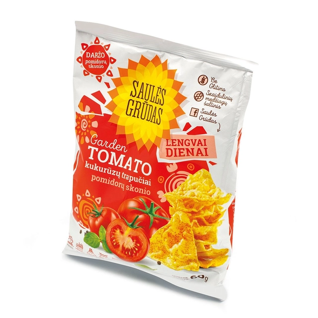 Kukurūzų trapučiai SAULĖS GRŪDAS su pomidorų prieskoniais, 60 g