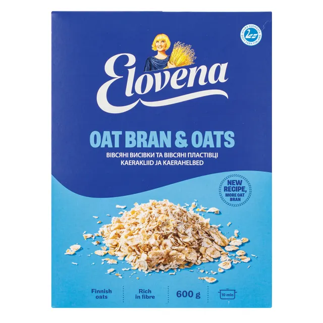 Avižų sėlenos ir viso grūdo dribsniai ELOVENA, 600 g