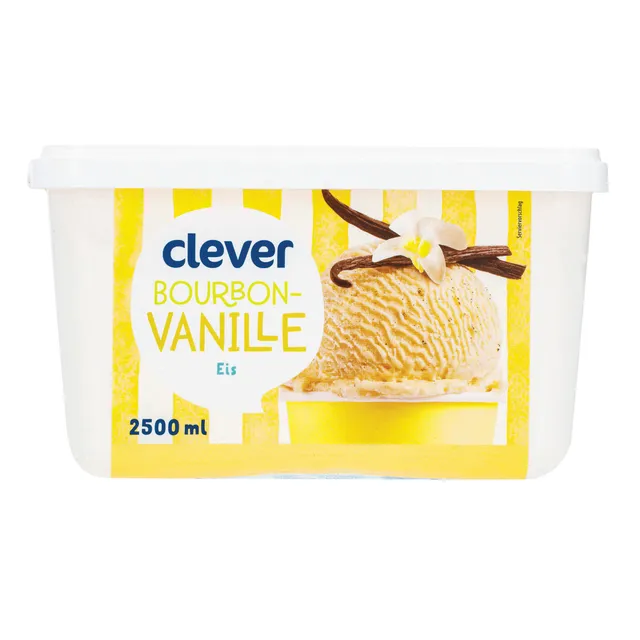Burbono skonio vaniliniai ledai CLEVER, 2500 ml