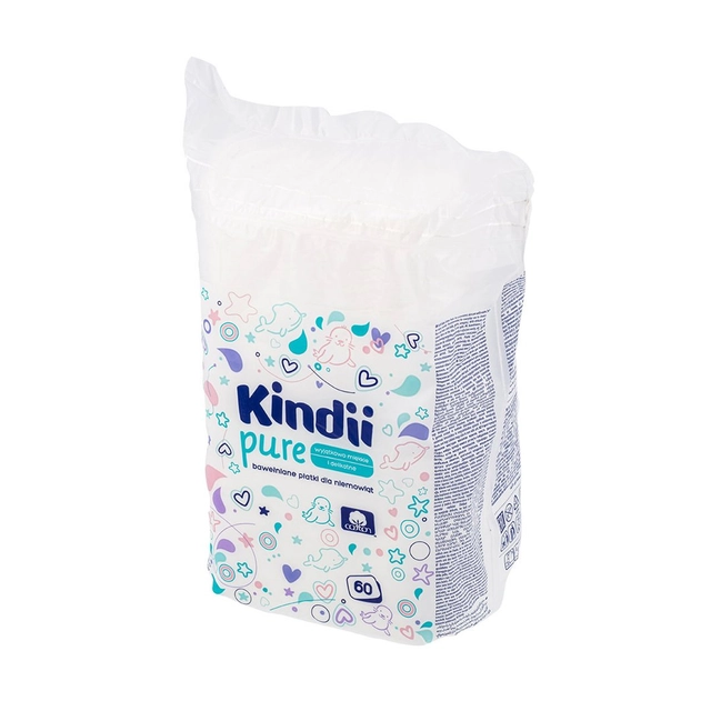 Kūdikiams vatos diskeliai KINDII PURE, 60 vnt.