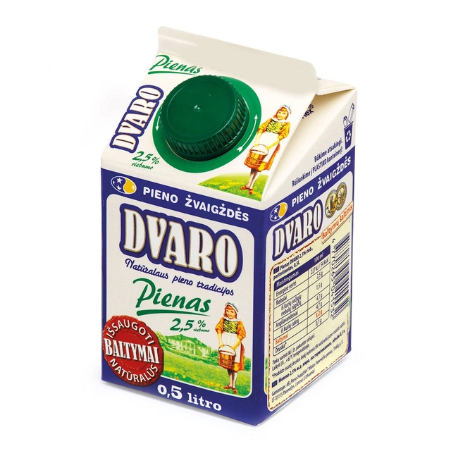 Pienas DVARO, 2,5% rieb., 500 ml
