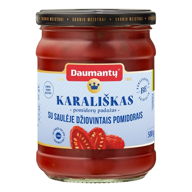 Karališkas pomidorų padažas su saulėje džiovintais pomidorais DAUMANTŲ, 500 g