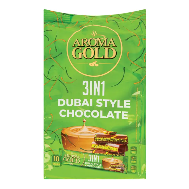 Tirpiosios kavos gėrimas AROMA GOLD 3IN1 DUBAI STYLE CHOCOLATE, 10 x 16 g