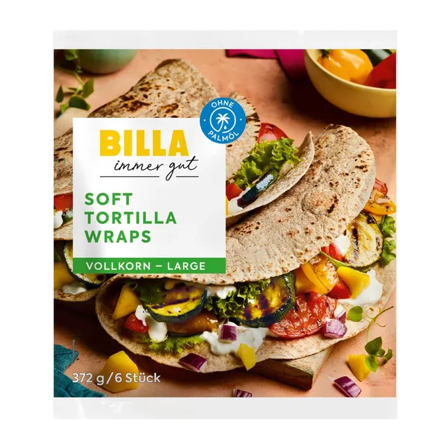 Тортильи из цельного зерна, BILLA IMMER GUT, 372 г