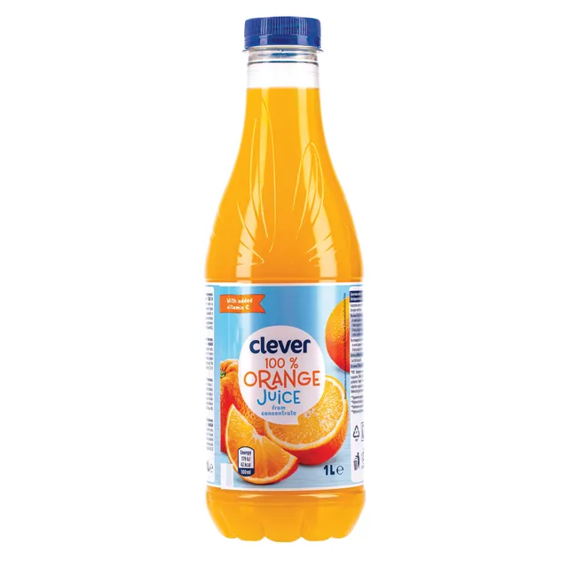 Apelsinų sultys 100% iš koncentrato su vit.C CLEVER, 1 l