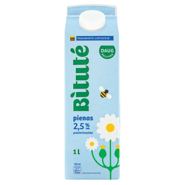 Pienas BITUTĖ, 2,5% rieb., 1 l
