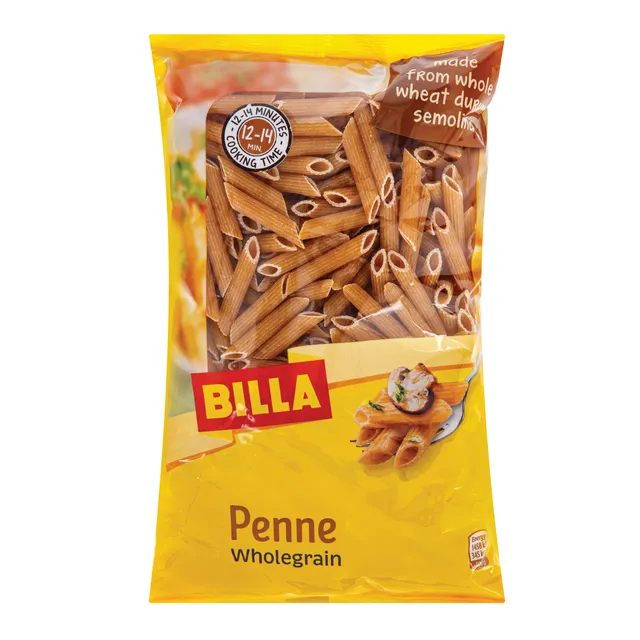 Pilno grūdo makaronai PENNE BILLA, 500 g