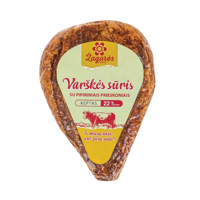 Varškės sūris su pipiriniais prieskoniais, keptas ŽAGARĖS, 22% rieb.