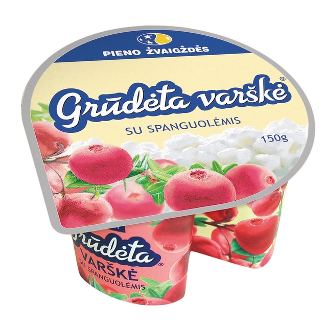 Grūdėta varškė su spanguolėmis, 7% rieb., 150 g