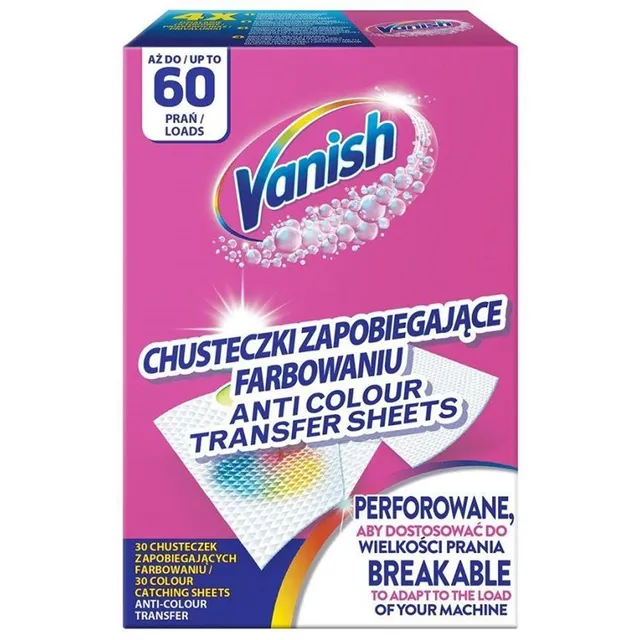 Салфетки для стирки VANISH, 30 шт.