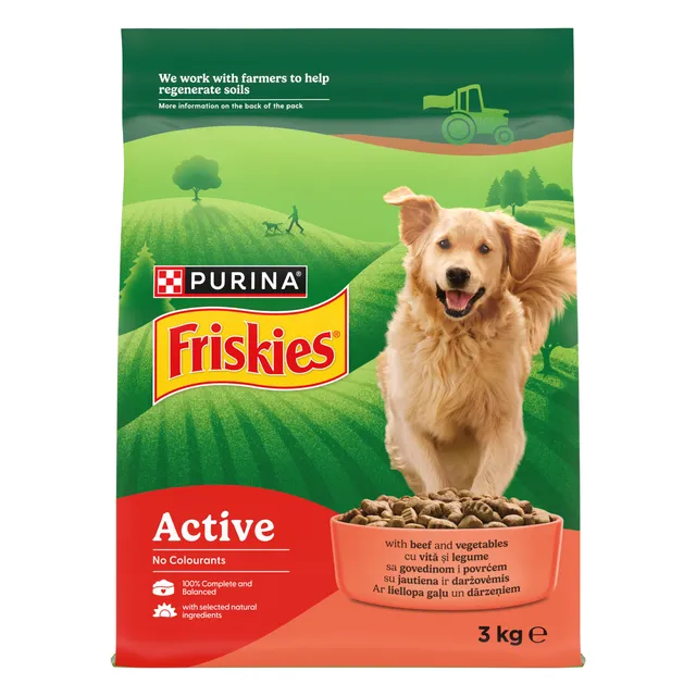 Dry dog food with beef and vegetables FRISKIES ACTIVE, 3 kg