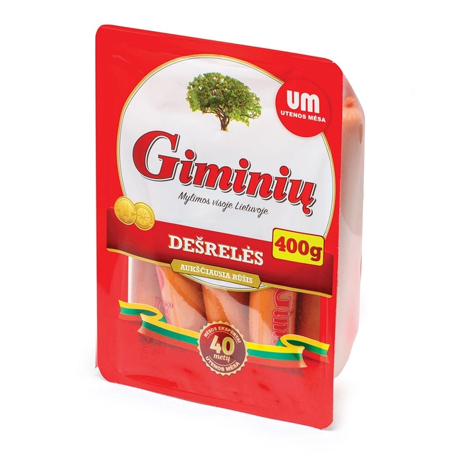 Вареные семейные сосиски UTENOS MĖSA, а. р., 400 г