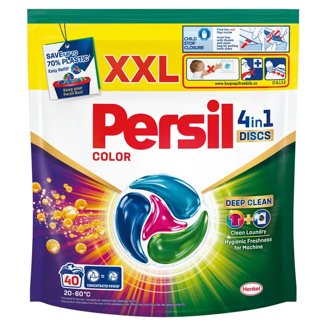 Skalbimo kapsulės PERSIL DISCS COLOR, 40 skalbimų