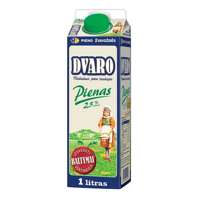 Pienas DVARO, 2,5% rieb., 1 l