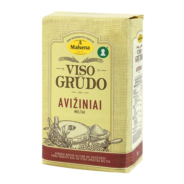 Visų grūdo dalių avižiniai miltai MALSENA, 1 kg