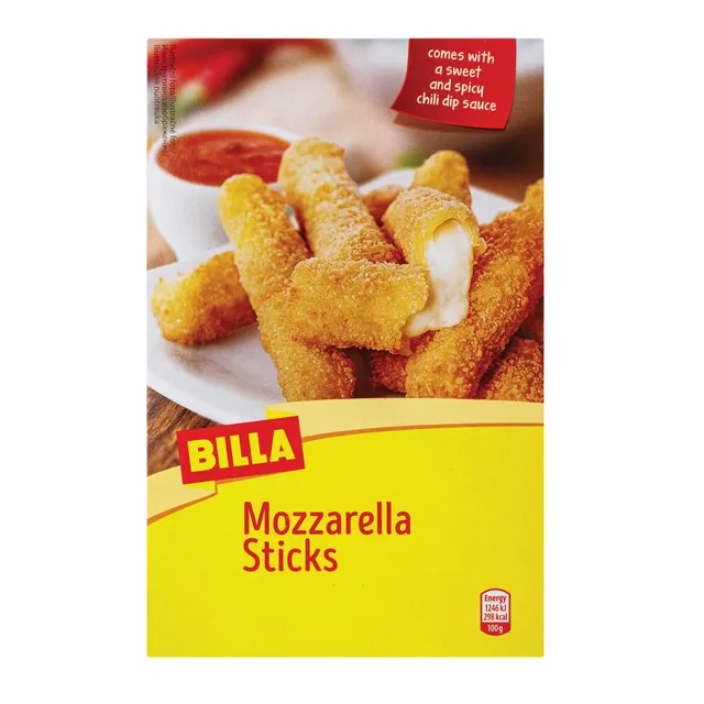 Frozen mozzarella cheese sticks in breadcrumbs BILLA, 250 g