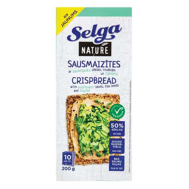 Duonos traškučiai su čiobreliais SELGA NATURE, 200 g