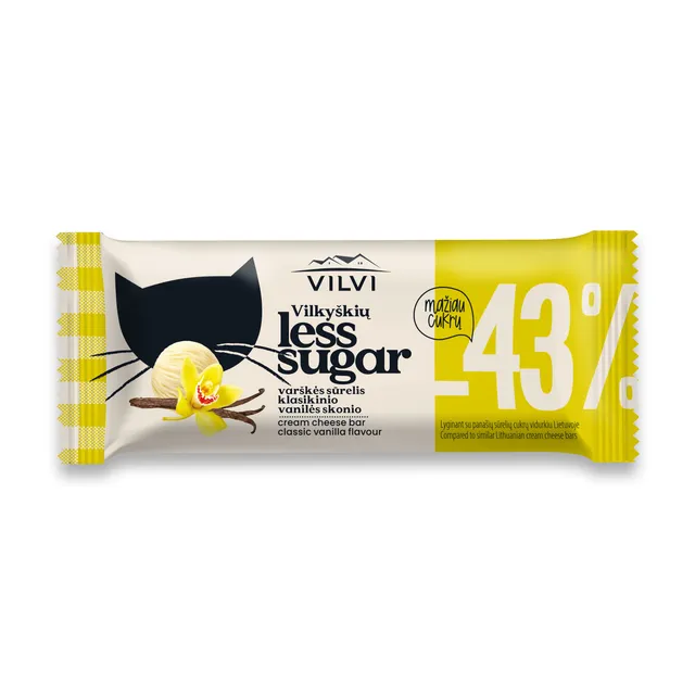 Glaistytas varškės sūrelis VILKYŠKIŲ LESS SUGAR vanilės skonio, 30% rieb., 40 g