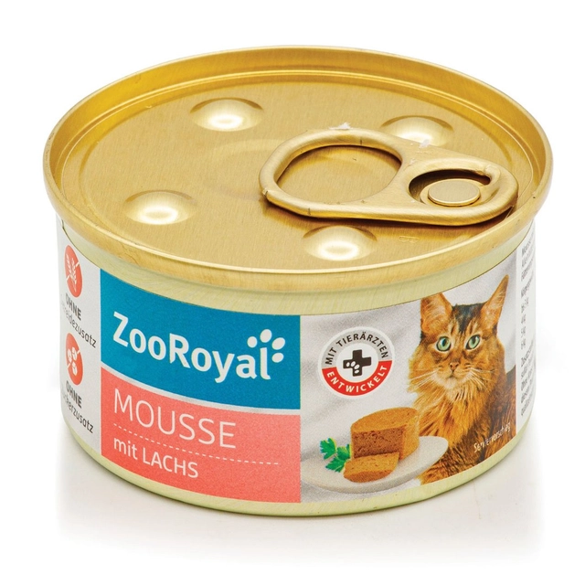 Konservuotas visavertis kačių ėdalas ZOOROYAL MOUSSE su lašiša, 85 g