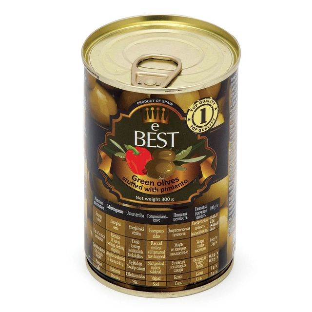 Žaliosios alyvuogės įdarytos paprika EBEST, 300 g