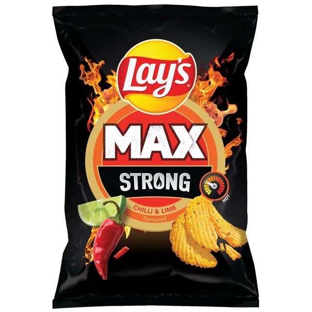 Čili pipirų ir žaliųjų citrinų skonio bulvių traškučiai LAY'S MAX STRONG, 170 g