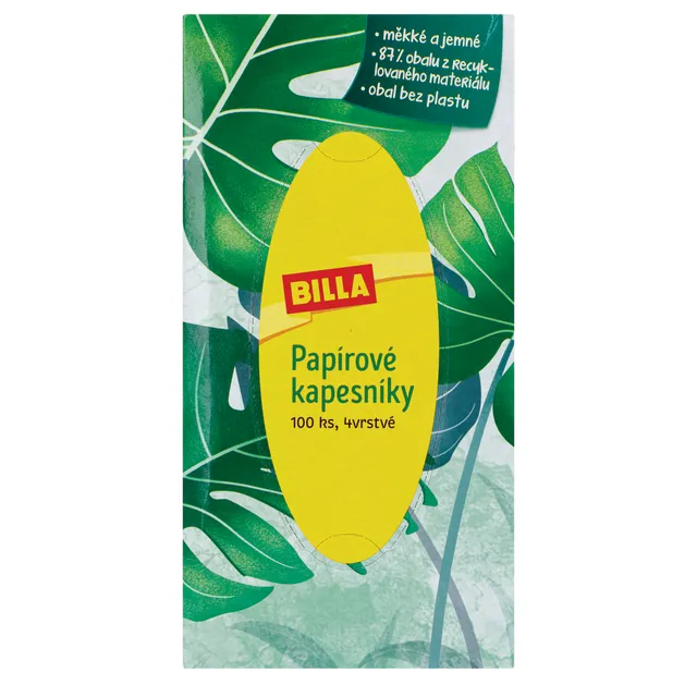 Popierinės servetėlės dėžutėje BILLA, 100 vnt/4 sl.