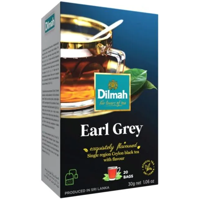 Bergamočių juodoji arbata DILMAH EARL GREY, 20 vnt