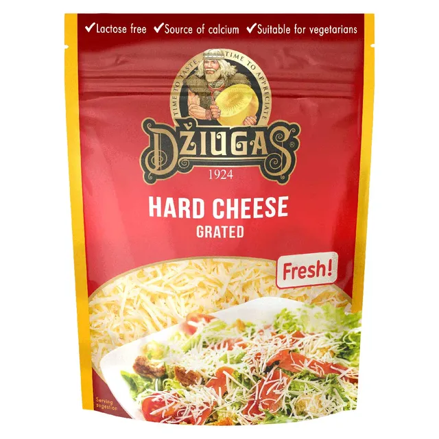 Tarkuotas kietasis sūris be laktozės DŽIUGAS, 40% riebumo, 100 g