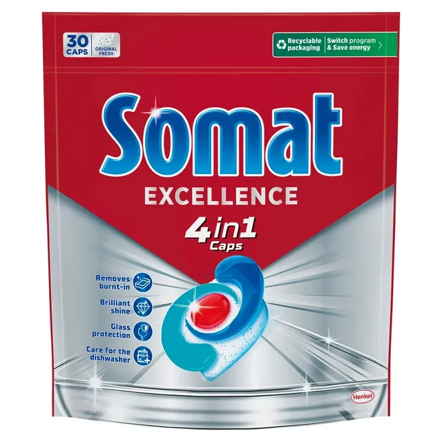 Капсулы для посудомоечных машин "SOMAT Excellence 4in1" 30 шт.