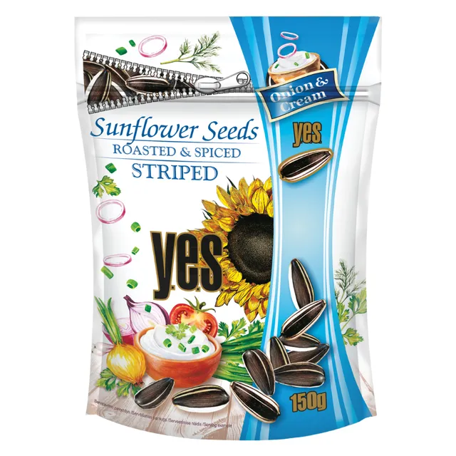 Kepintos saulėgrąžos grietinėlės ir svogūnų skonio YES, 150 g