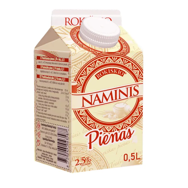 Pusriebis Rokiškio NAMINIS pienas, 2,5% rieb., 500 ml