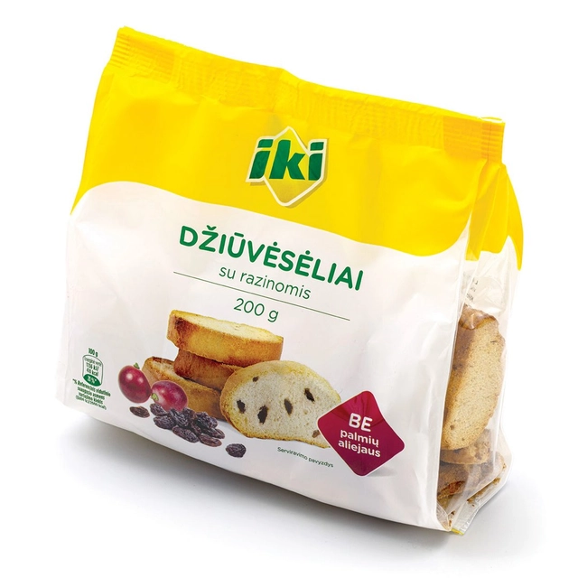 Džiūvėsiai su razinomis IKI, 200 g