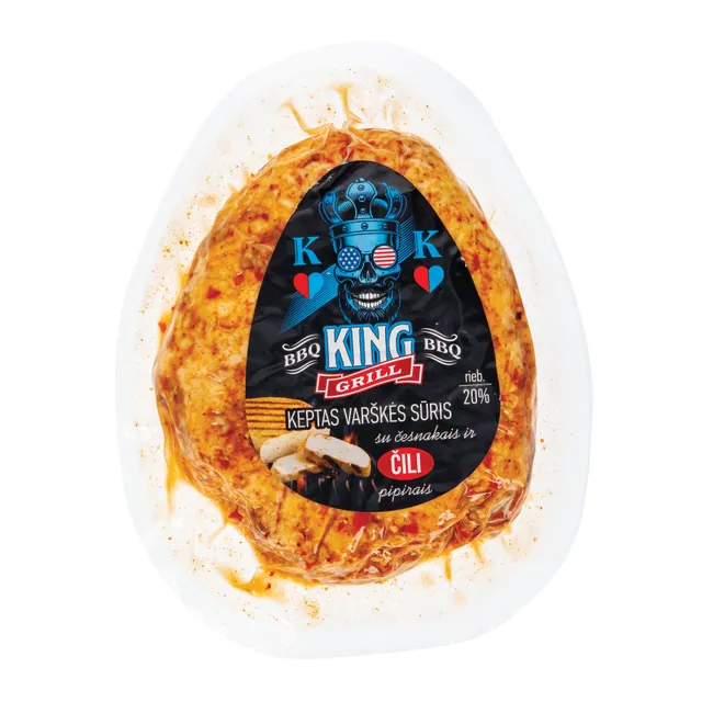 Keptas varškės sūris su česnakais ir čili pipirais BBQ KING, 230 g