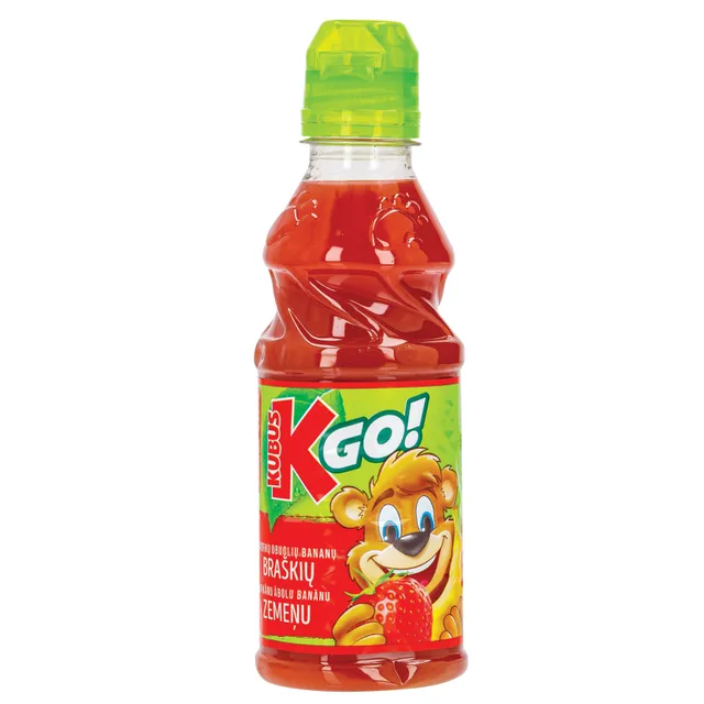 Morkų, obuolių, bananų, braškių nektaras KUBUŠ GO, 32 %, 300 ml