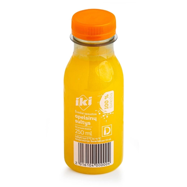 Šviežiai spaustos apelsinų sultys, 250 ml