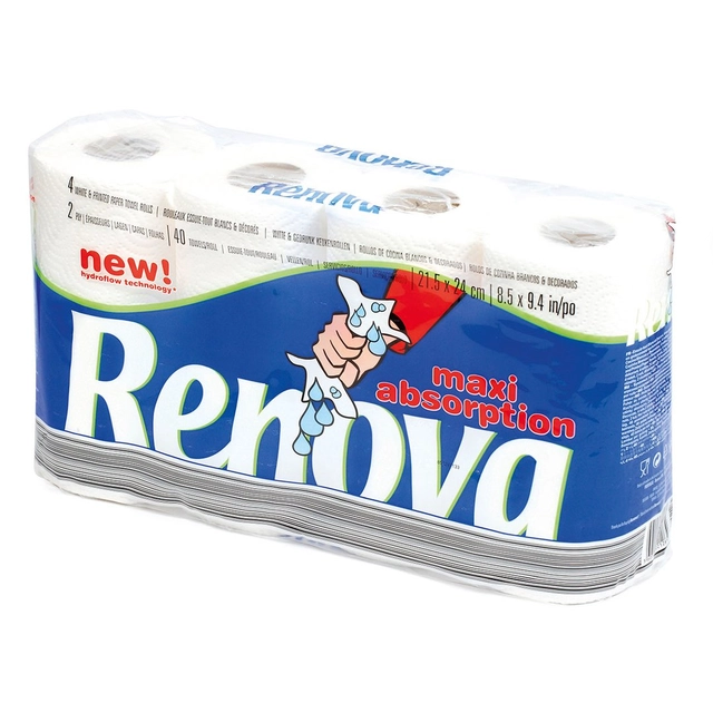 Popieriniai rankšluosčiai RENOVA MAXI ABSORPTION (2 sluoksnių), 4 vnt.