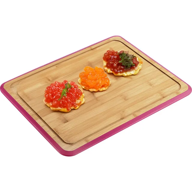 Bambukinė serviravimo lentelė KESPER 40x30, rožinis apvadas