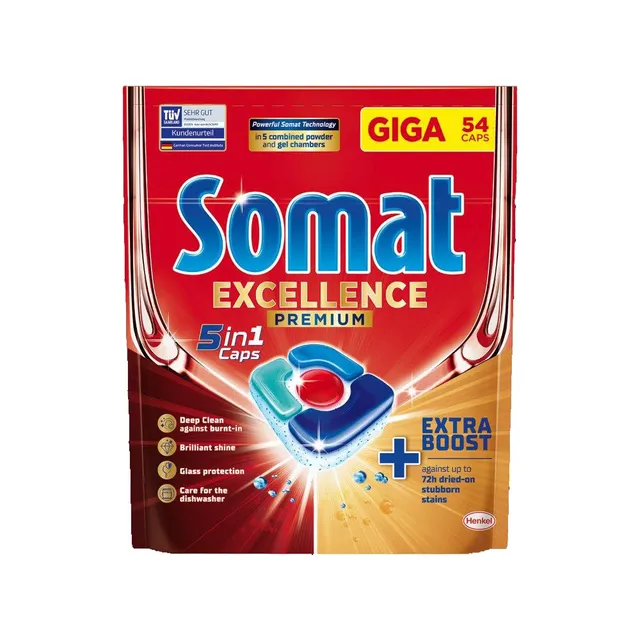 Капсулы для посудомоечных машин "SOMAT Excellence Premium 5in1" 54 шт.
