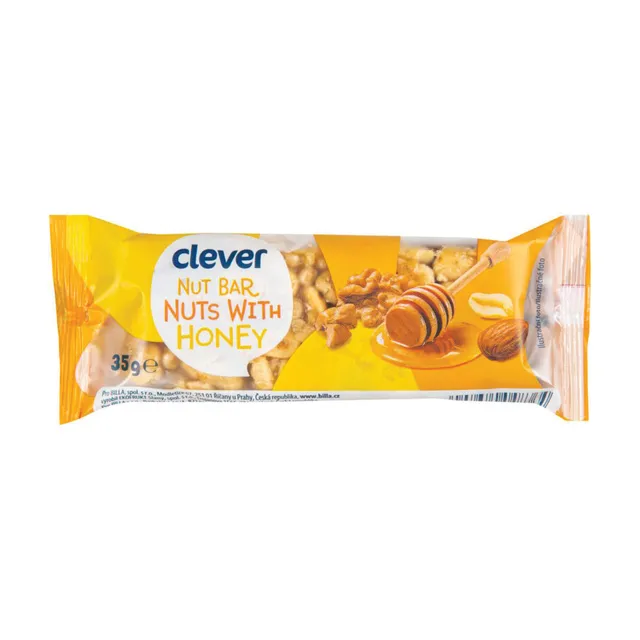 Batonėlis su riešutais ir medumi CLEVER, 35 g