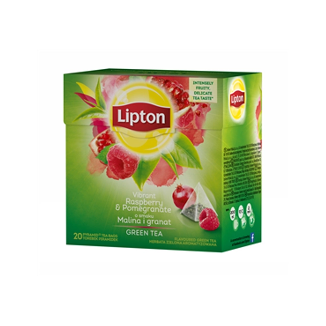 Žalioji aromatizuota arbata su avietėmis ir granatais LIPTON, 20 vnt.